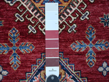 Kazak Tribal & Geometric hand-knotted wool rug in Red & Ivory, 3'4" x 5'7" — SKU O021351 (view 3)