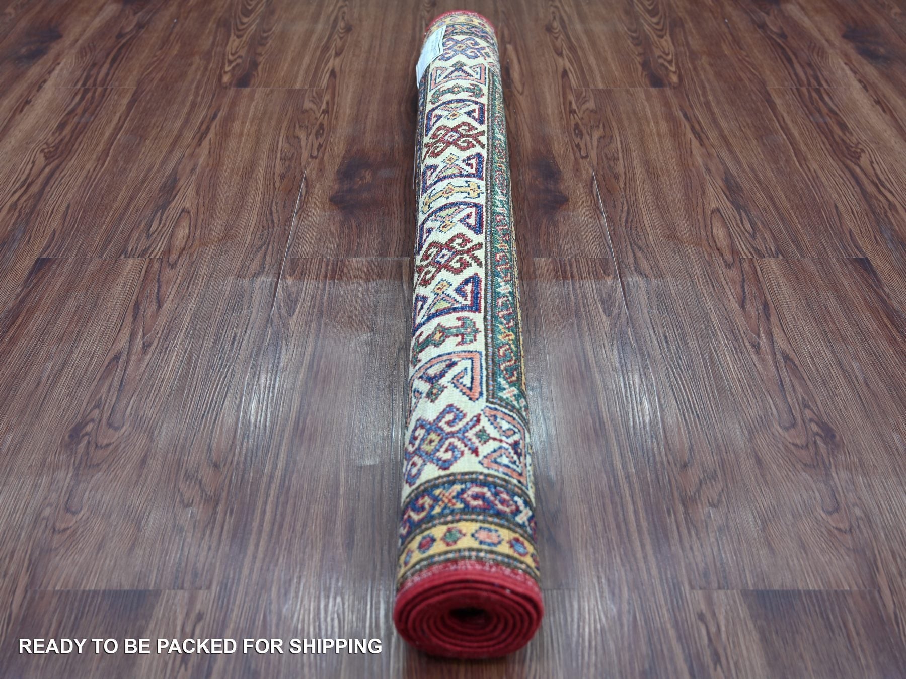 Kazak Tribal & Geometric hand-knotted wool rug in Red & Ivory, 3'4" x 5'7" — SKU O021351 (view 4)