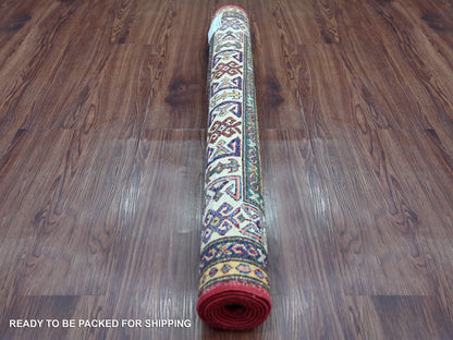 Kazak Tribal & Geometric hand-knotted wool rug in Red & Ivory, 3'4" x 5'7" — SKU O021351 (view 4)