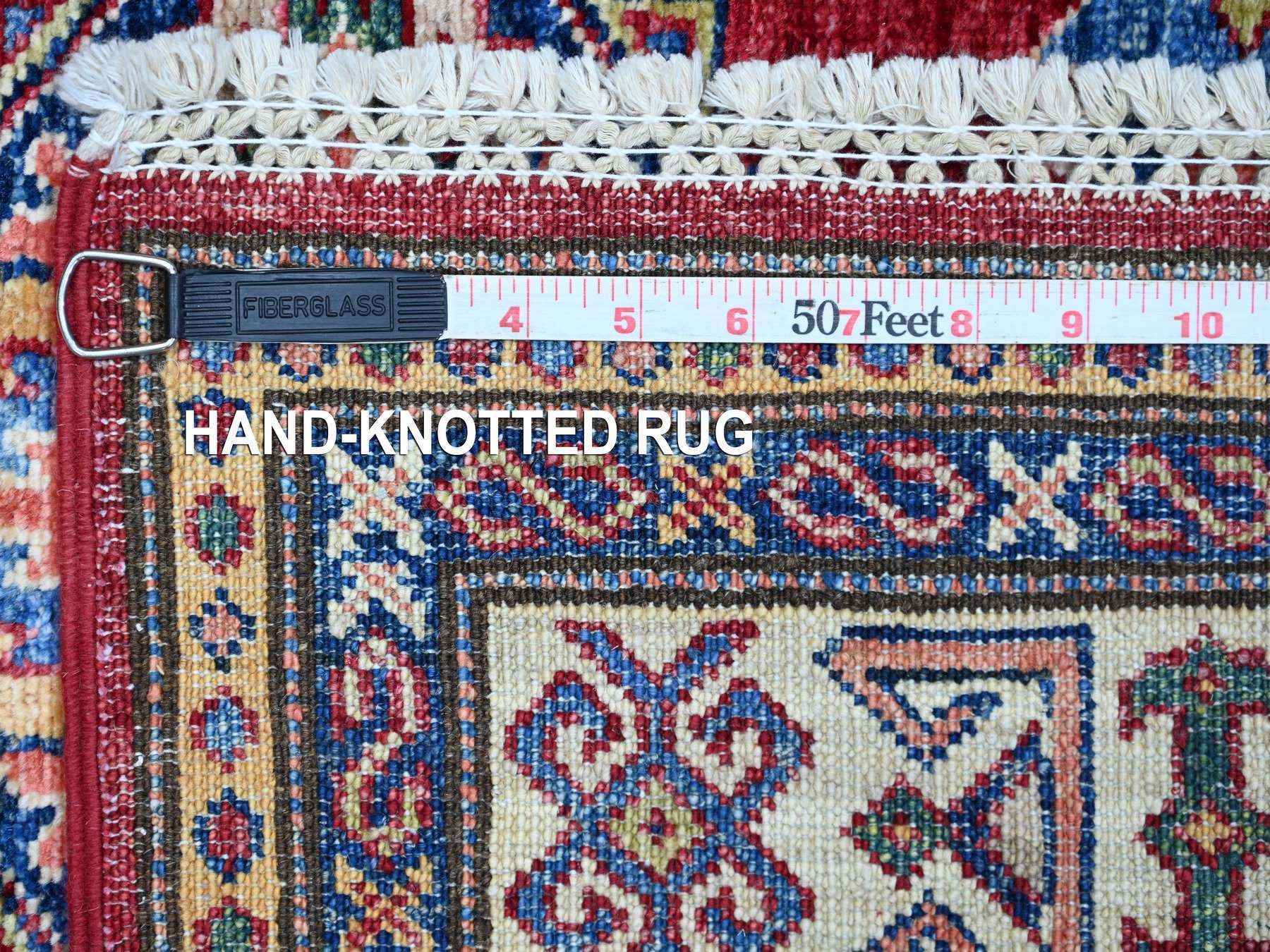 Kazak Tribal & Geometric hand-knotted wool rug in Red & Ivory, 3'4" x 5'7" — SKU O021351 (view 6)