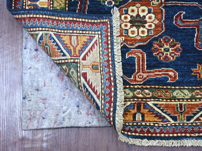 Blue 2'10" x 4'1" Tribal & Geometric Hand knotted Wool Rug - Sku: O021354