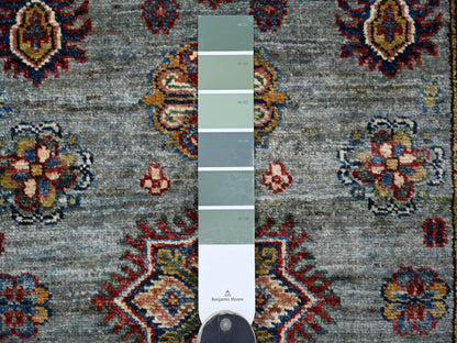 Kazak Tribal & Geometric hand-knotted wool rug in Gray & Ivory, 2'9" x 3'9" — SKU O021355 (view 3)