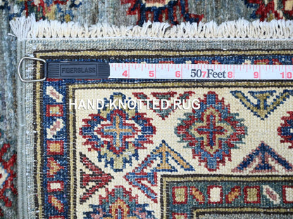Kazak Tribal & Geometric hand-knotted wool rug in Gray & Ivory, 2'9" x 3'9" — SKU O021355 (view 6)