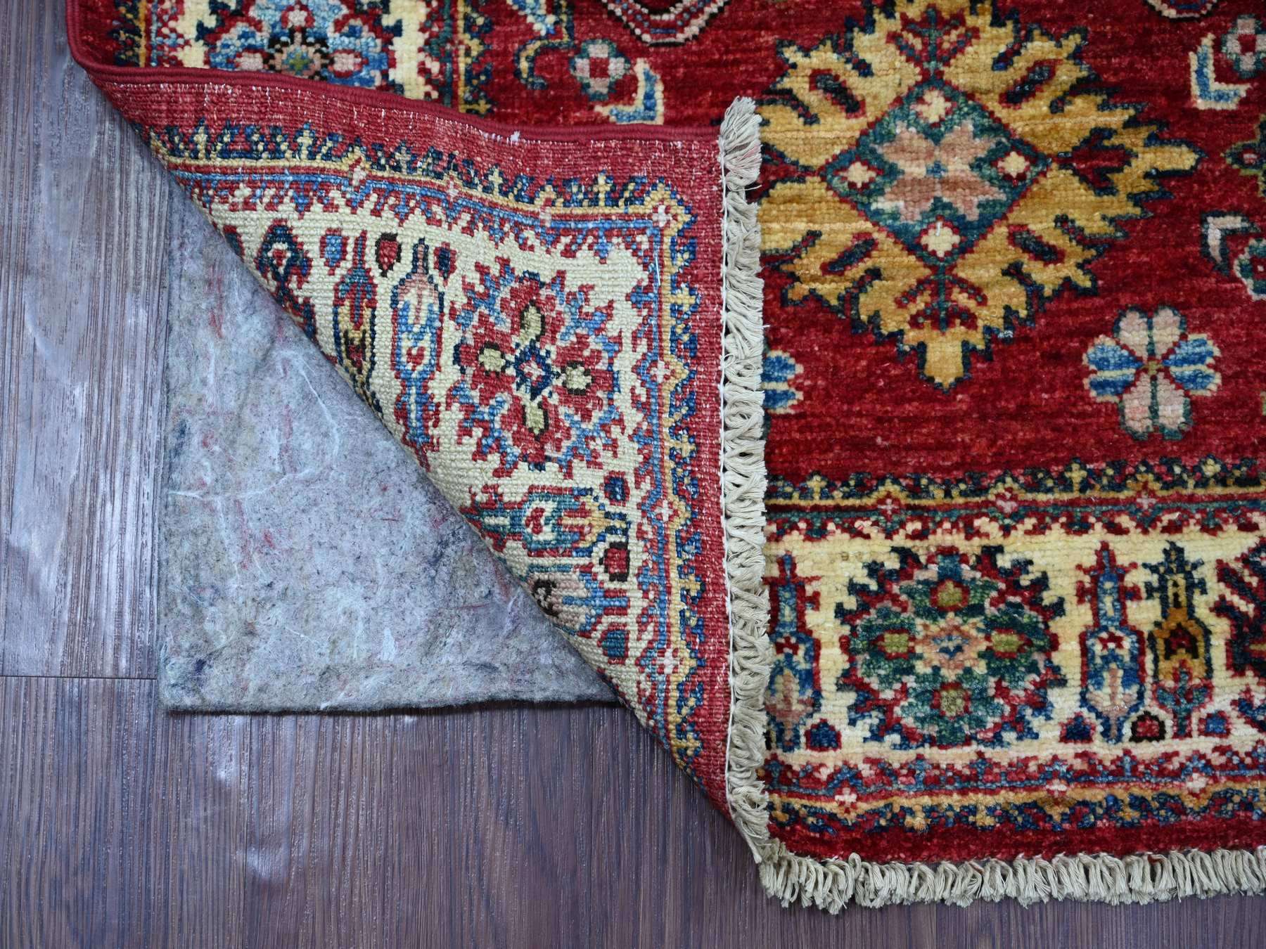 Kazak Tribal & Geometric hand-knotted wool rug in Red & Ivory, 2'6" x 4' — SKU O021356 (view 2)