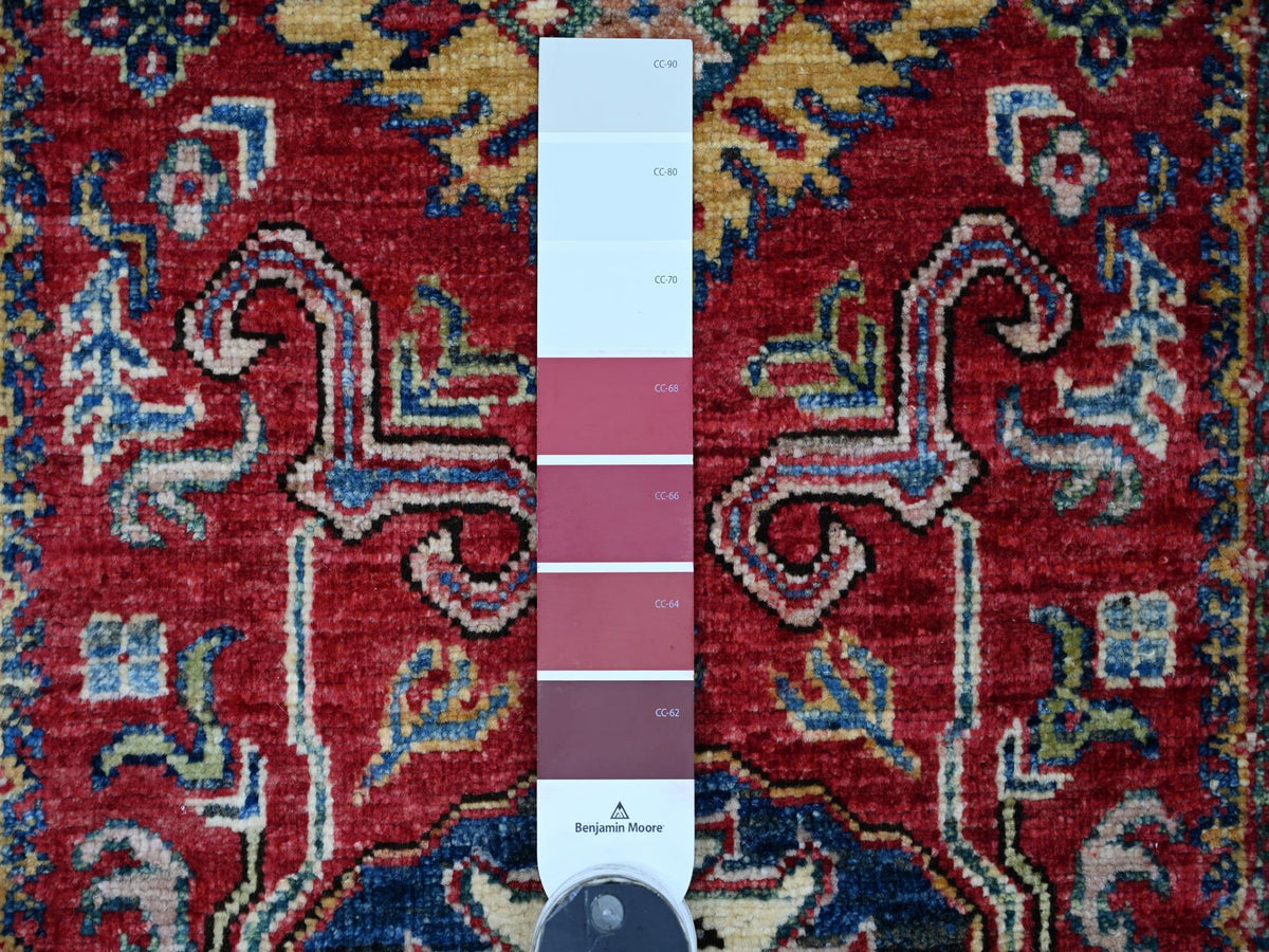Kazak Tribal & Geometric hand-knotted wool rug in Red & Ivory, 2'6" x 4' — SKU O021356 (view 3)