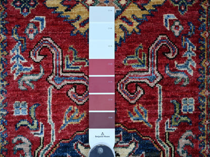 Kazak Tribal & Geometric hand-knotted wool rug in Red & Ivory, 2'6" x 4' — SKU O021356 (view 3)