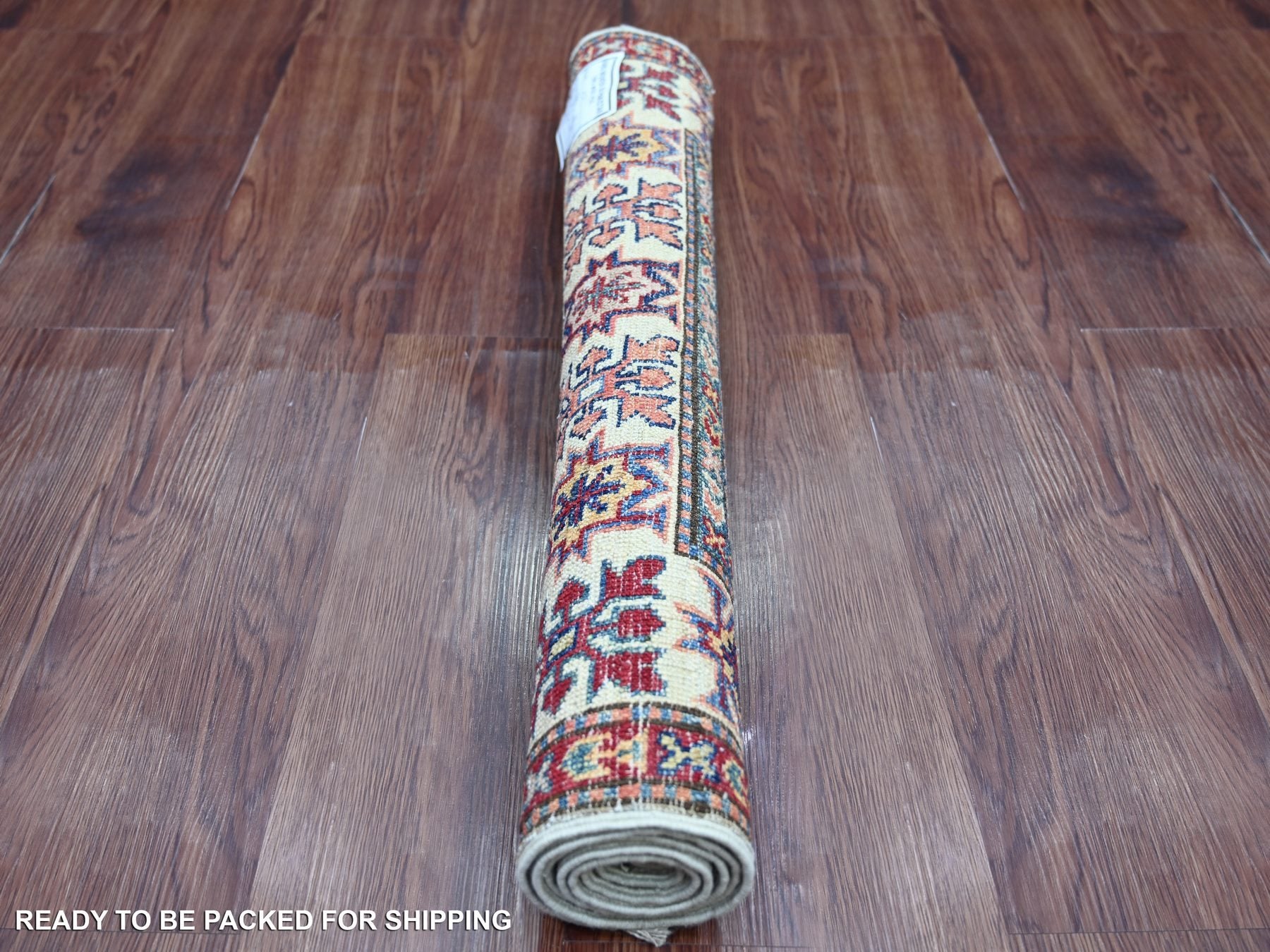 Kazak Tribal & Geometric hand-knotted wool runner in Gray & Ivory, 2'6" x 4'6" — SKU O021358 (view 4)
