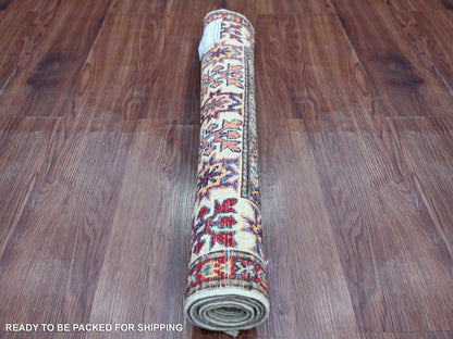 Kazak Tribal & Geometric hand-knotted wool runner in Gray & Ivory, 2'6" x 4'6" — SKU O021358 (view 4)