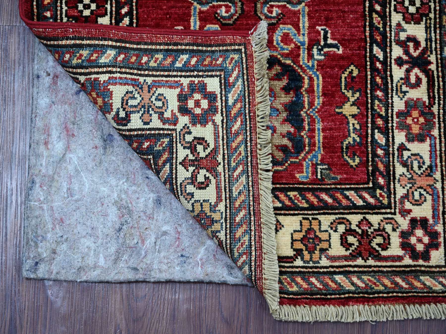Kazak Tribal & Geometric hand-knotted wool rug in Red & Ivory, 1'11" x 2'11" — SKU O021359 (view 2)