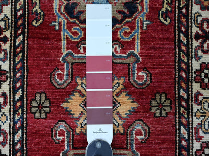 Red 1'11" x 2'11" Tribal & Geometric Hand knotted Wool Rug - Sku: O021359