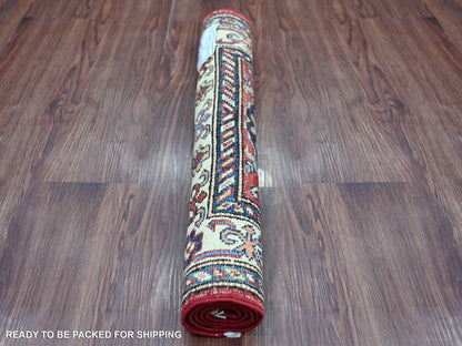 Red 1'11" x 2'11" Tribal & Geometric Hand knotted Wool Rug - Sku: O021359