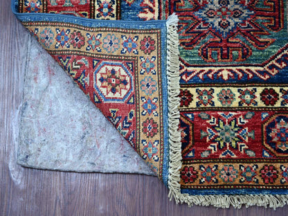 Blue 2'9" x 4'0" Tribal & Geometric Hand knotted Wool Rug - Sku: O021361
