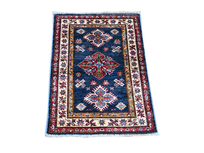 Blue 2'0" x 2'8" Tribal & Geometric Hand knotted Wool Rug - Sku: O021362