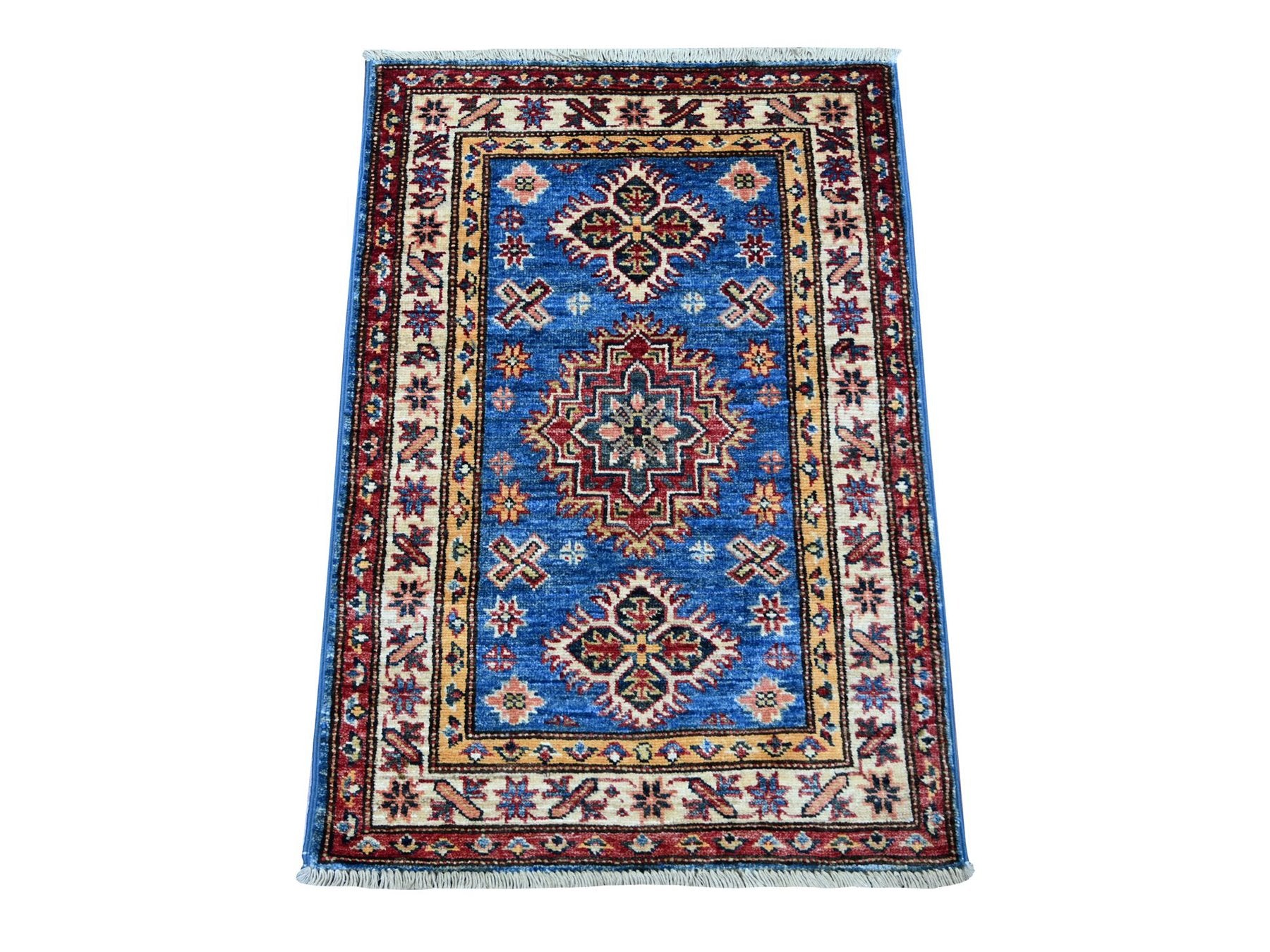 Blue 2'0" x 2'10" Tribal & Geometric Hand knotted Wool Rug - Sku: O021364