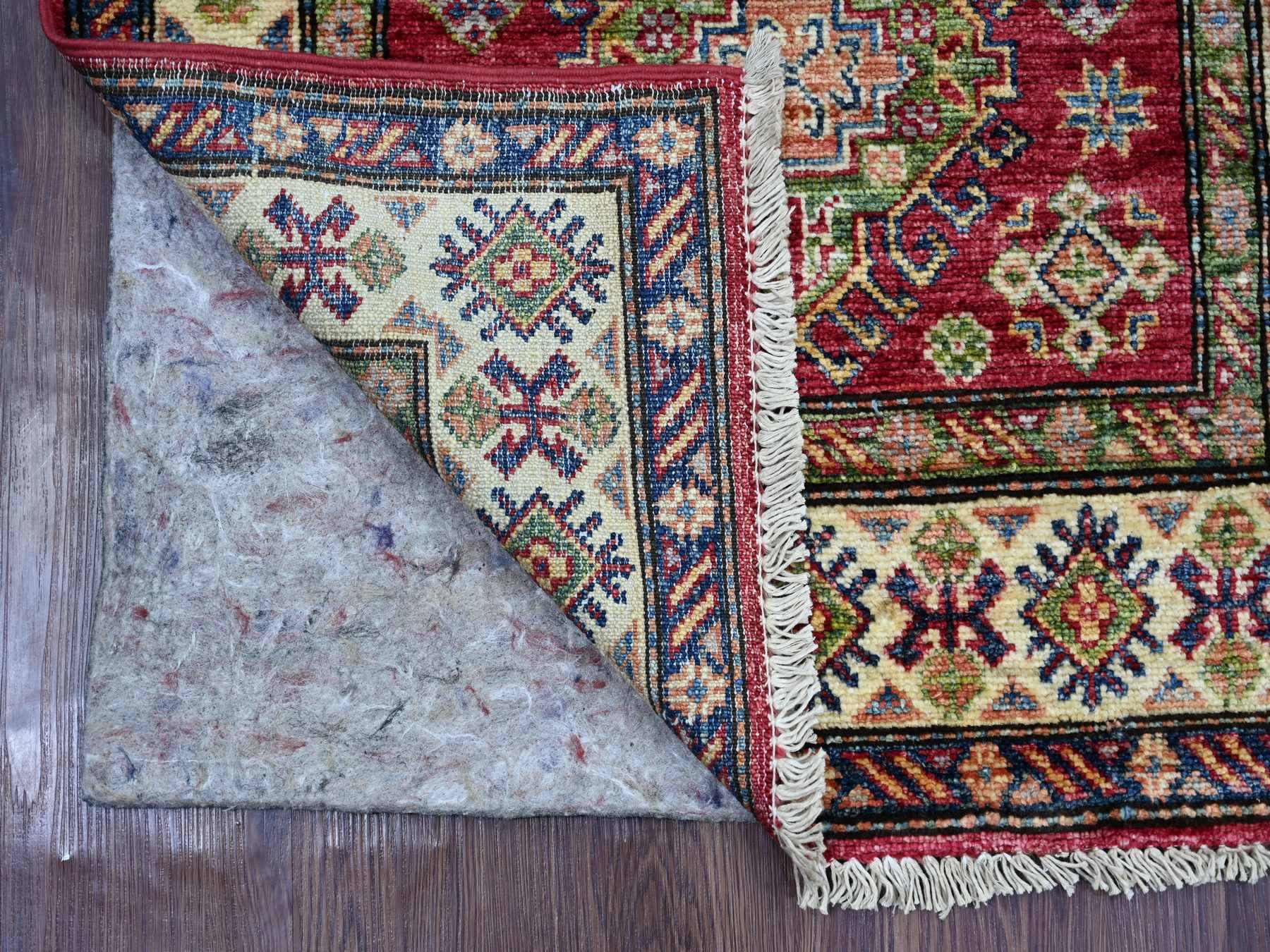 Kazak Tribal & Geometric hand-knotted wool rug in Red & Ivory, 2'5" x 4'8" — SKU O021365 (view 2)
