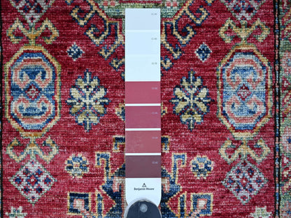 Kazak Tribal & Geometric hand-knotted wool rug in Red & Ivory, 2'5" x 4'8" — SKU O021365 (view 3)