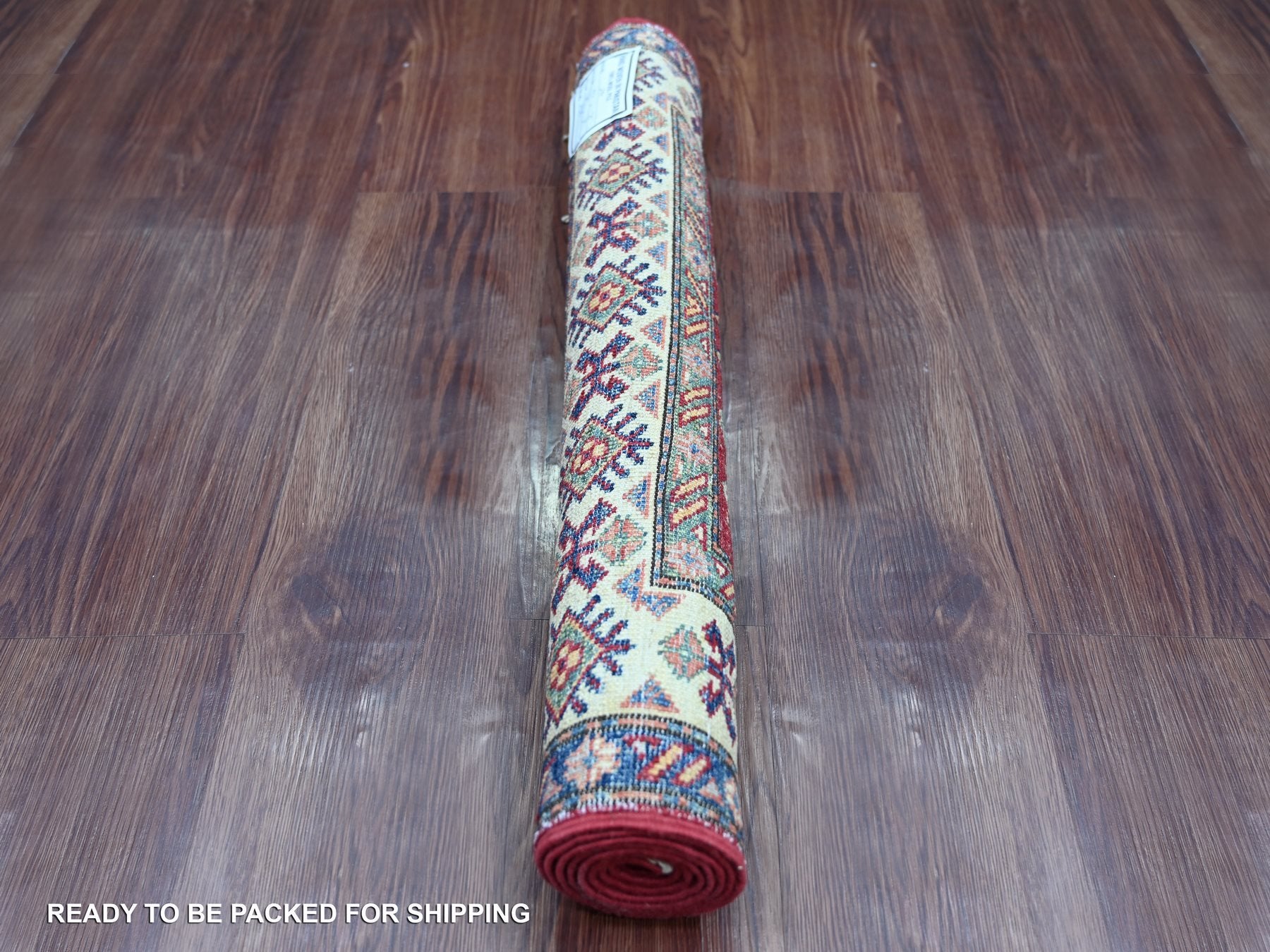 Kazak Tribal & Geometric hand-knotted wool rug in Red & Ivory, 2'5" x 4'8" — SKU O021365 (view 4)