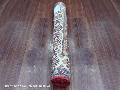 Kazak Tribal & Geometric hand-knotted wool rug in Red & Ivory, 2'5" x 4'8" — SKU O021365 (view 4)