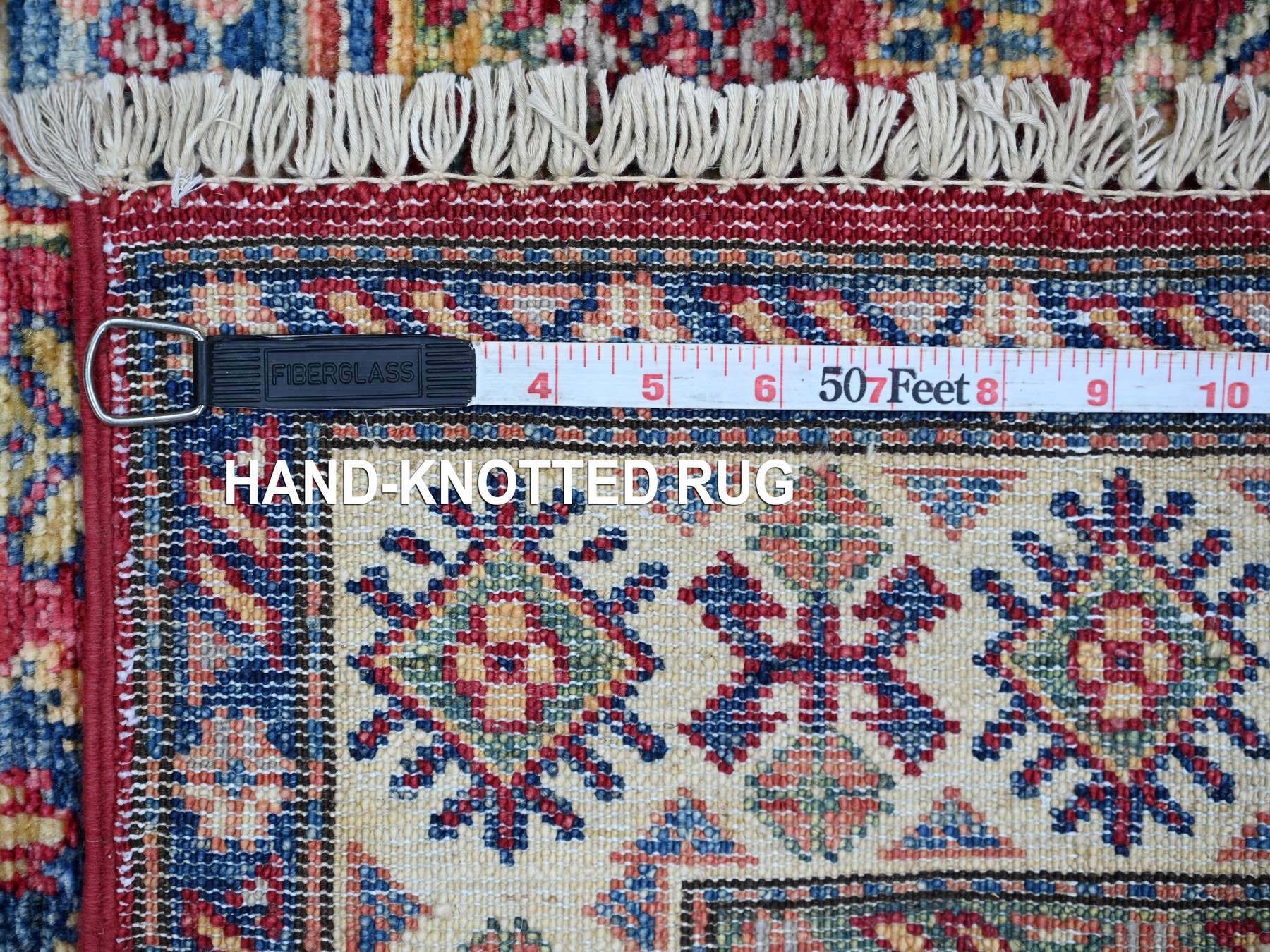 Kazak Tribal & Geometric hand-knotted wool rug in Red & Ivory, 2'5" x 4'8" — SKU O021365 (view 6)