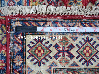 Kazak Tribal & Geometric hand-knotted wool rug in Red & Ivory, 2'5" x 4'8" — SKU O021365 (view 6)