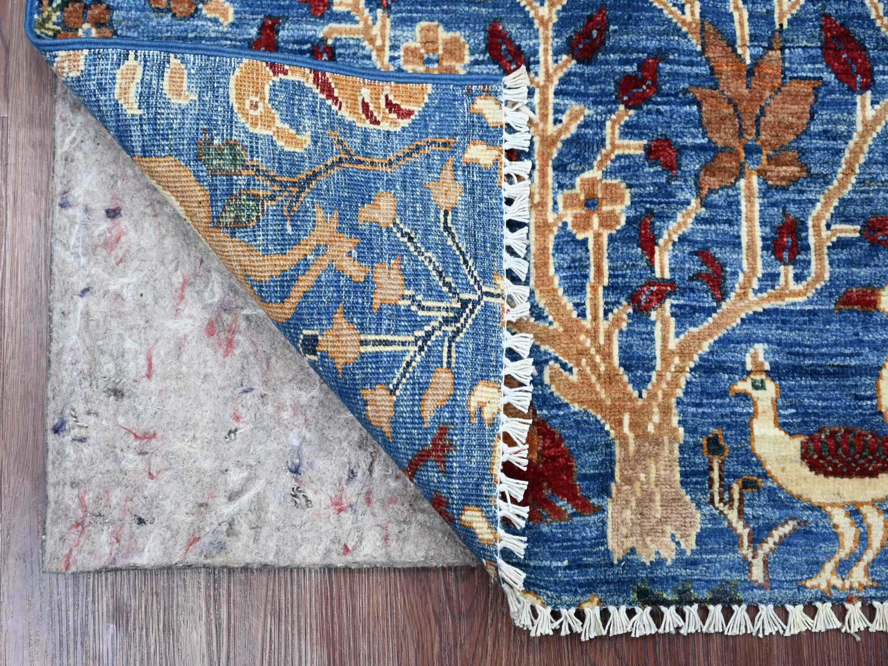 Blue 2'7" x 3'11" Oushak And Peshawar Hand knotted Wool Rug - Sku: O021367