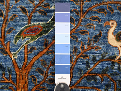 Blue 2'7" x 3'11" Oushak And Peshawar Hand knotted Wool Rug - Sku: O021367