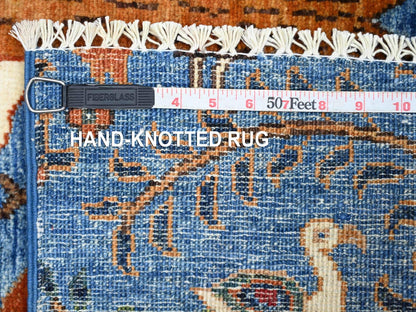 Blue 2'7" x 3'11" Oushak And Peshawar Hand knotted Wool Rug - Sku: O021367
