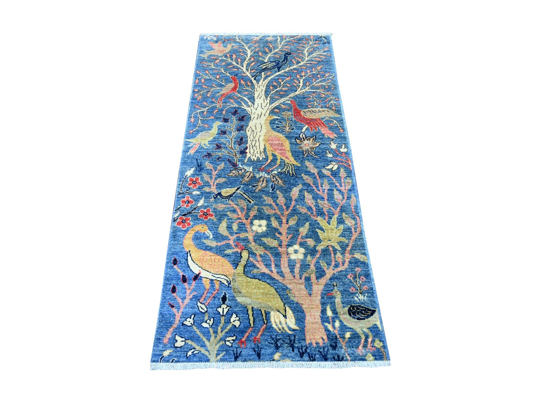 Blue 2'6" x 5'10" Oushak And Peshawar Hand knotted Wool Rug - Sku: O021368