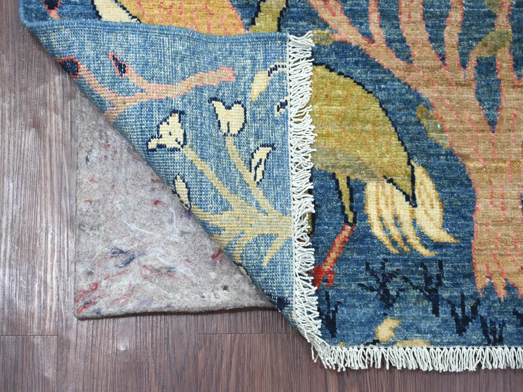 Blue 2'6" x 5'10" Oushak And Peshawar Hand knotted Wool Rug - Sku: O021368