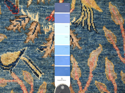 Blue 2'6" x 5'10" Oushak And Peshawar Hand knotted Wool Rug - Sku: O021368