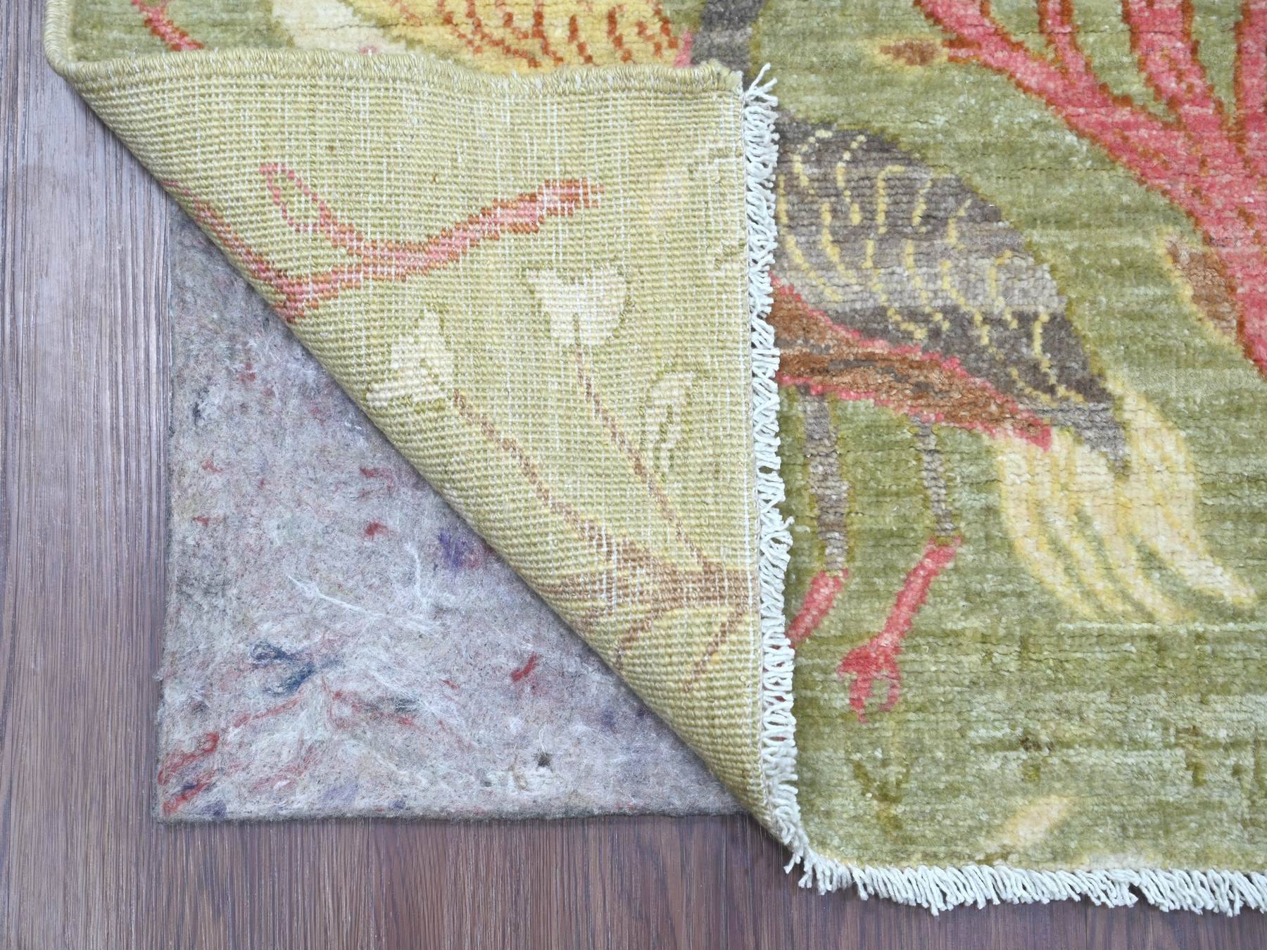 Green 2'7" x 11'8" Oushak And Peshawar Hand knotted Wool Rug - Sku: O021369