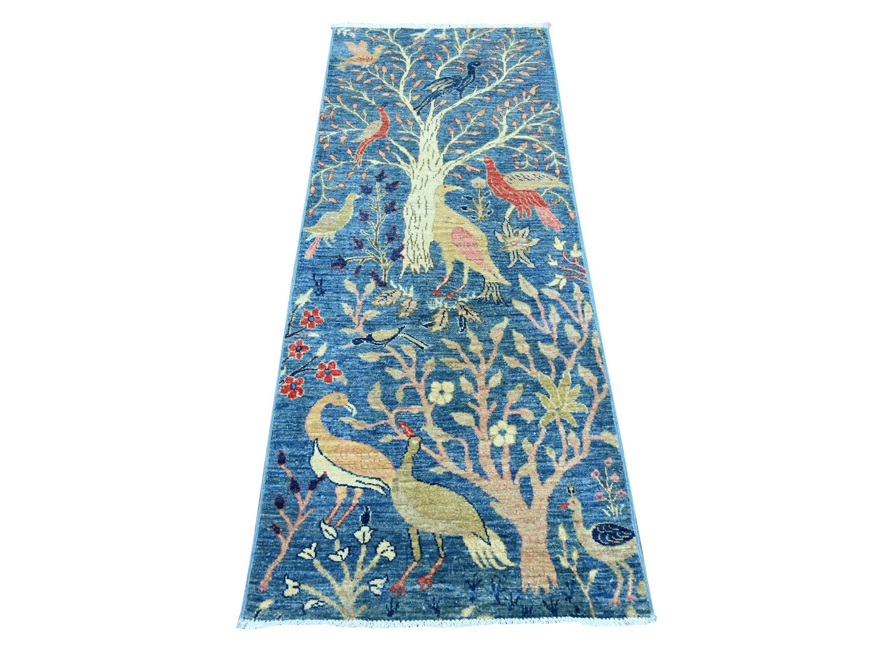 Blue 2'4" x 5'9" Oushak And Peshawar Hand knotted Wool Rug - Sku: O021373