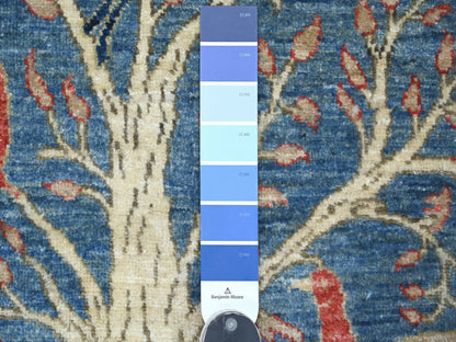 Blue 2'4" x 5'9" Oushak And Peshawar Hand knotted Wool Rug - Sku: O021373