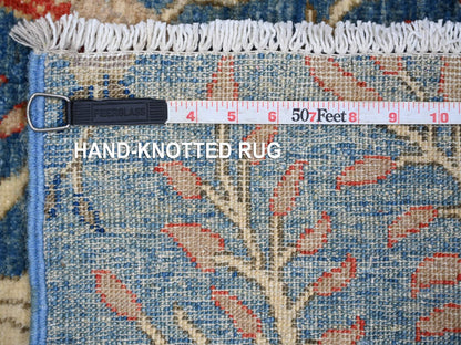 Blue 2'4" x 5'9" Oushak And Peshawar Hand knotted Wool Rug - Sku: O021373