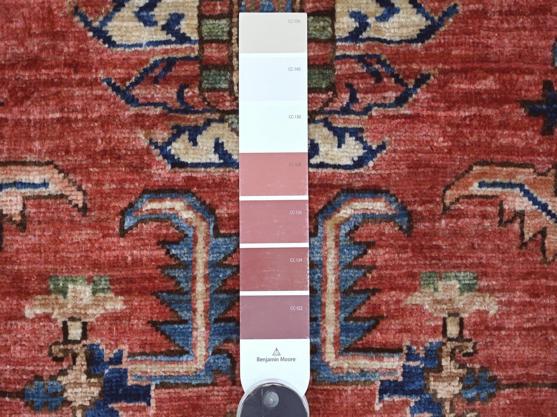 Heriz Tribal & Geometric hand-knotted wool runner in Red & Blue, 3'2" x 15'6" — SKU O021374 (view 3)