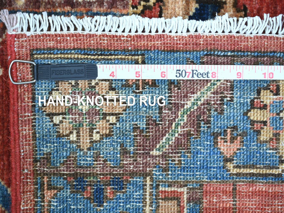 Heriz Tribal & Geometric hand-knotted wool runner in Red & Blue, 3'2" x 15'6" — SKU O021374 (view 6)