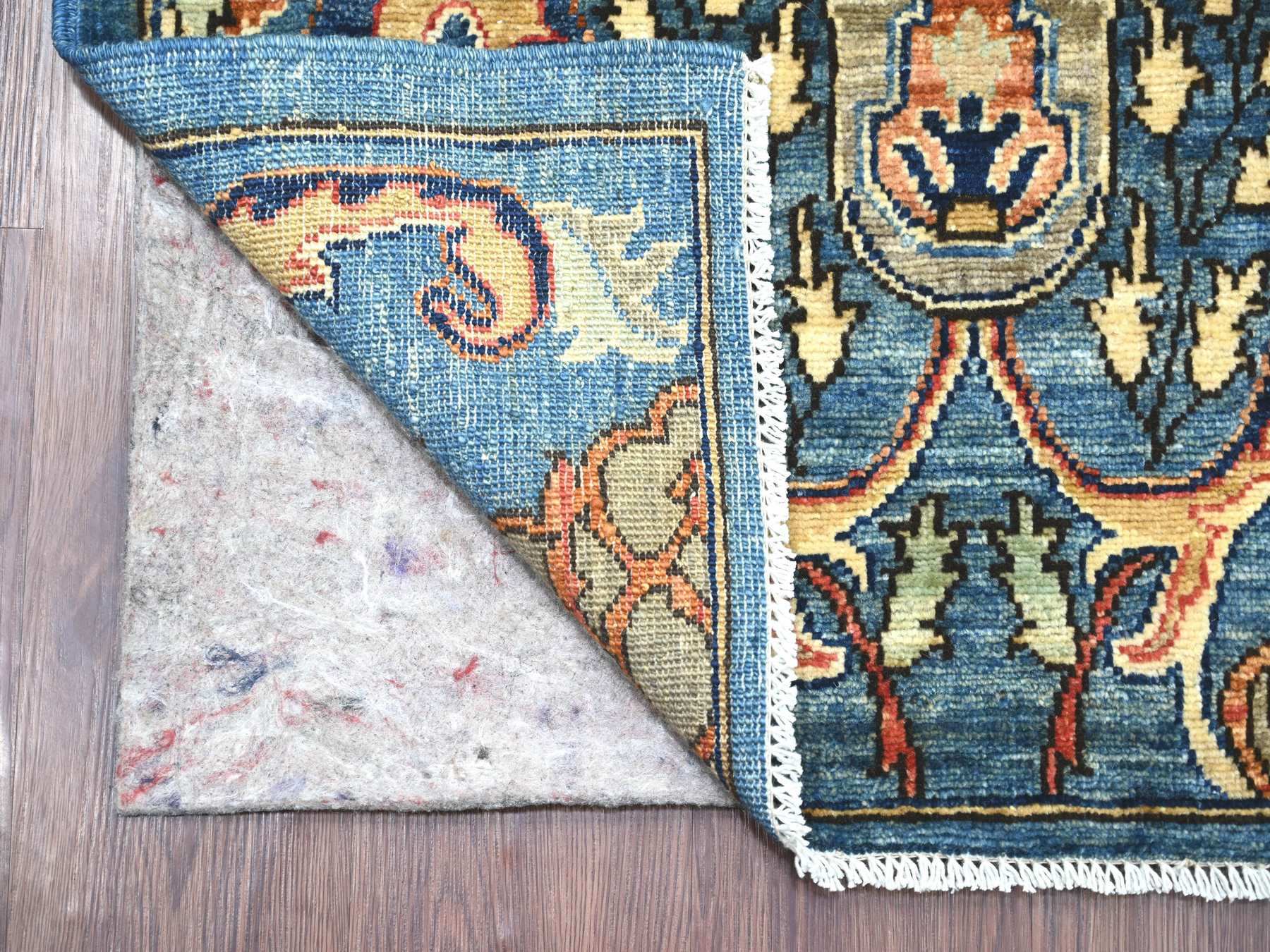 Blue 2'8" x 14'3" Tribal & Geometric Hand knotted Wool Rug - Sku: O021375