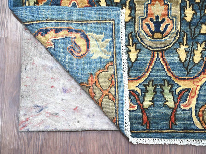 Blue 2'8" x 14'3" Tribal & Geometric Hand knotted Wool Rug - Sku: O021375