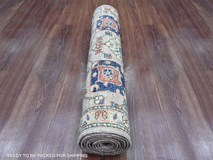 Brown 2'7" x 7'9" Tribal & Geometric Hand knotted Wool Rug - Sku: O021376