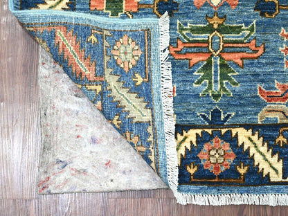 Blue 3'1" x 7'8" Tribal & Geometric Hand knotted Wool Rug - Sku: O021377