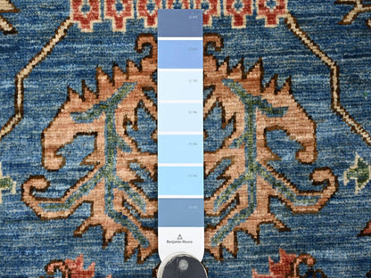 Blue 3'1" x 7'8" Tribal & Geometric Hand knotted Wool Rug - Sku: O021377