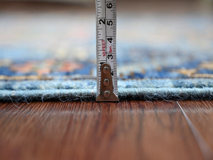 Blue 3'1" x 7'8" Tribal & Geometric Hand knotted Wool Rug - Sku: O021377