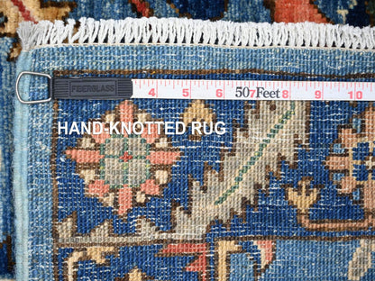Blue 3'1" x 7'8" Tribal & Geometric Hand knotted Wool Rug - Sku: O021377