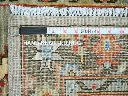 Peshawar Tribal & Geometric hand-knotted wool runner in Gray & Brown, 2'7" x 7'11" — SKU O021378 (view 6)