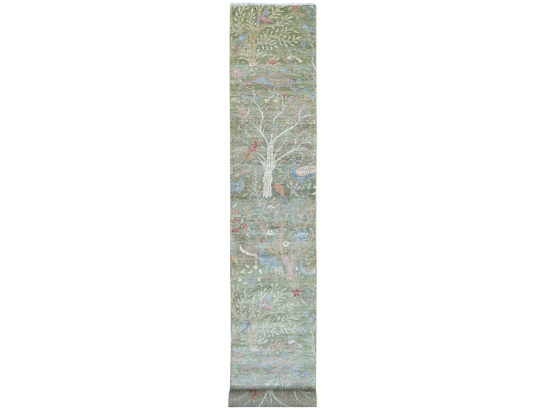 Green 2'7" x 17'7" Oushak And Peshawar Hand knotted Wool Rug - Sku: O021380
