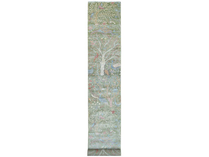 Green 2'7" x 17'7" Oushak And Peshawar Hand knotted Wool Rug - Sku: O021380