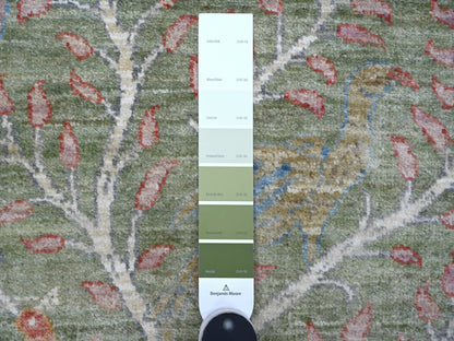 Green 2'7" x 17'7" Oushak And Peshawar Hand knotted Wool Rug - Sku: O021380