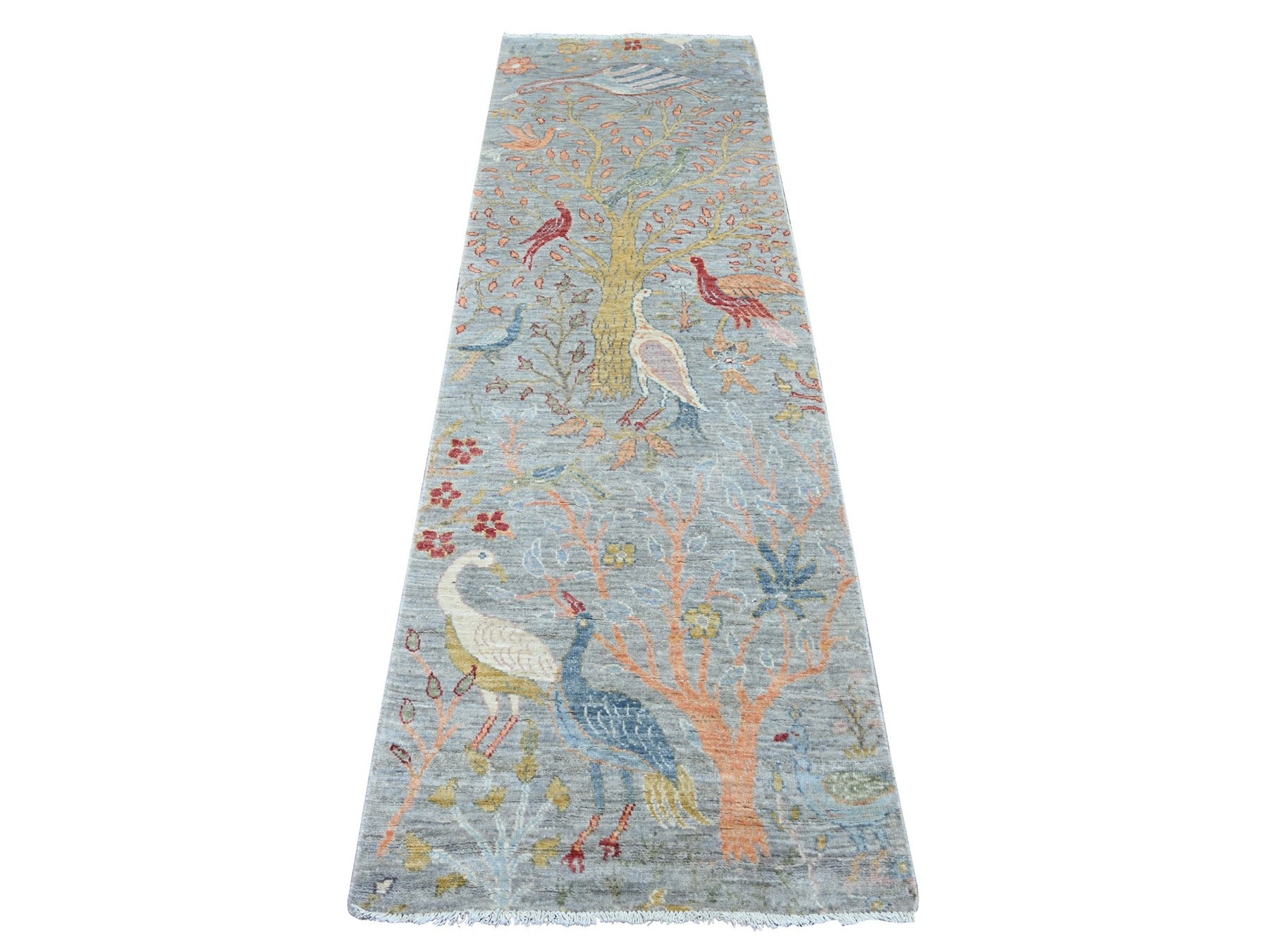 Peshawar Oushak hand-knotted wool runner in Gray, 2'6" x 8'1" — SKU O021381