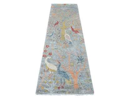 Peshawar Oushak hand-knotted wool runner in Gray, 2'6" x 8'1" — SKU O021381