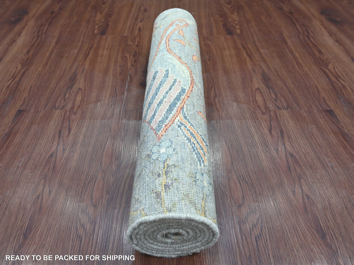Peshawar Oushak hand-knotted wool runner in Gray, 2'6" x 8'1" — SKU O021381 (view 4)
